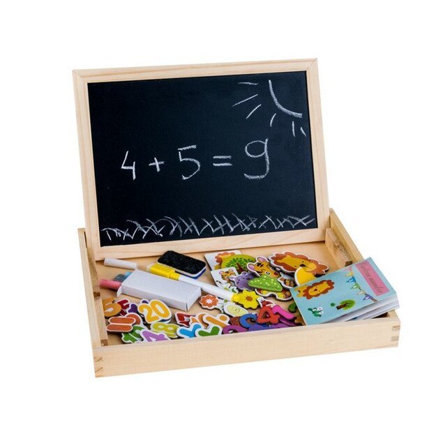 Medinė magnetinė ir kreidinė lenta su priedais 8