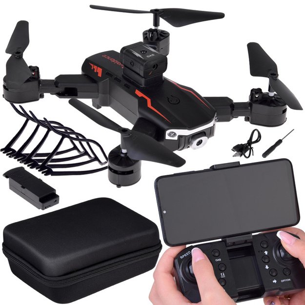 Nuotoliniu būdu valdomas dronas Quadrocopter Flying, juodas