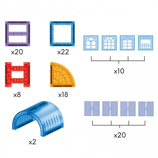 Magnetinis 3D konstruktorius vaikams „Pilis“ 100 vnt., WOOPIE 2
