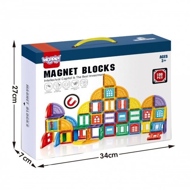 Magnetinis 3D konstruktorius vaikams „Pilis“ 100 vnt., WOOPIE 3