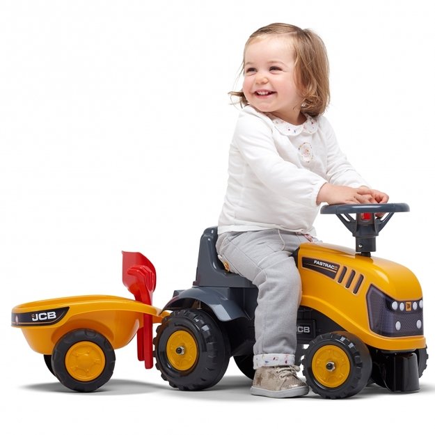 Paspiriamas traktorius FALK JCB su priekaba, geltonas 14
