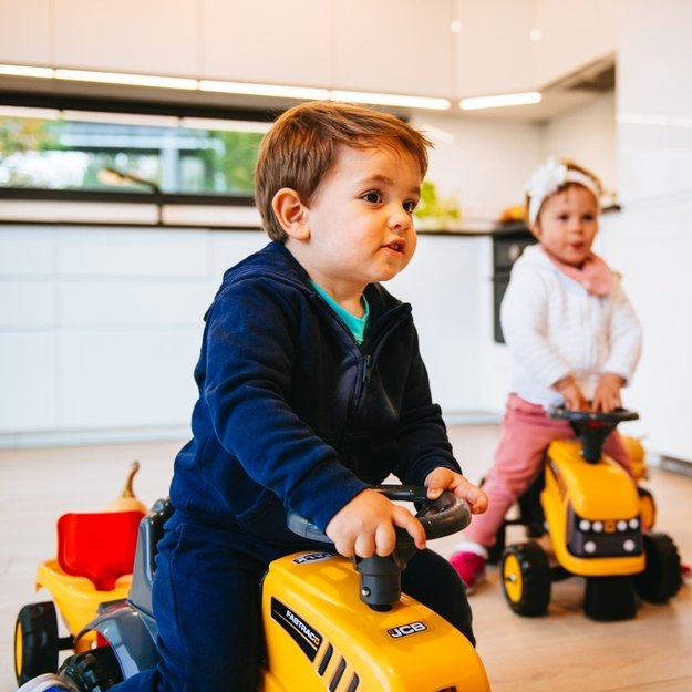 Paspiriamas traktorius FALK JCB su priekaba, geltonas 7
