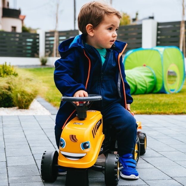 Paspiriamas traktorius FALK JCB su priekaba, geltonas 10