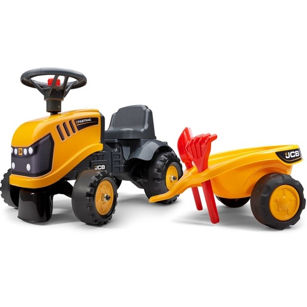 Paspiriamas traktorius FALK JCB su priekaba, geltonas 12