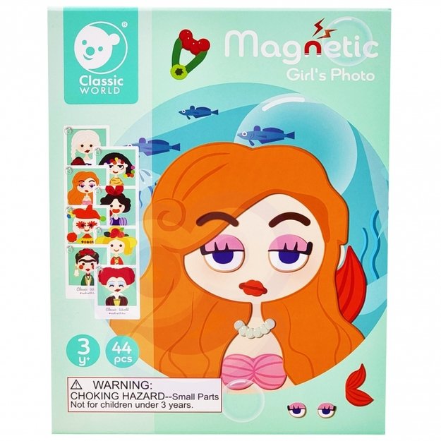 Medinė magnetinė dėlionė „Papuošk mergaitę“ 44 detalės, Woopie 8