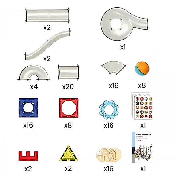 Magnetinis 3D kamuoliukų trasos rinkinys vaikams 113 vnt., WOOPIE 2