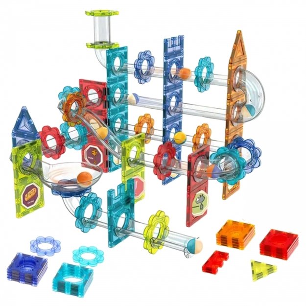 Magnetinis 3D kamuoliukų trasos rinkinys vaikams 113 vnt., WOOPIE 1