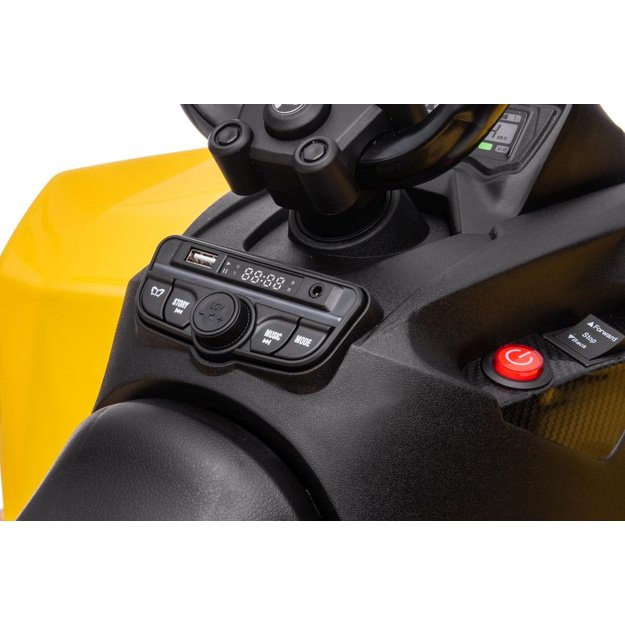 Vienvietis elektrinis keturratis Can-am, geltonas