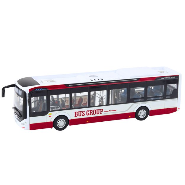 Metalinis miesto autobusas su šviečiančiais žibintais ir garso efektais 1:42, baltai raudonas 1