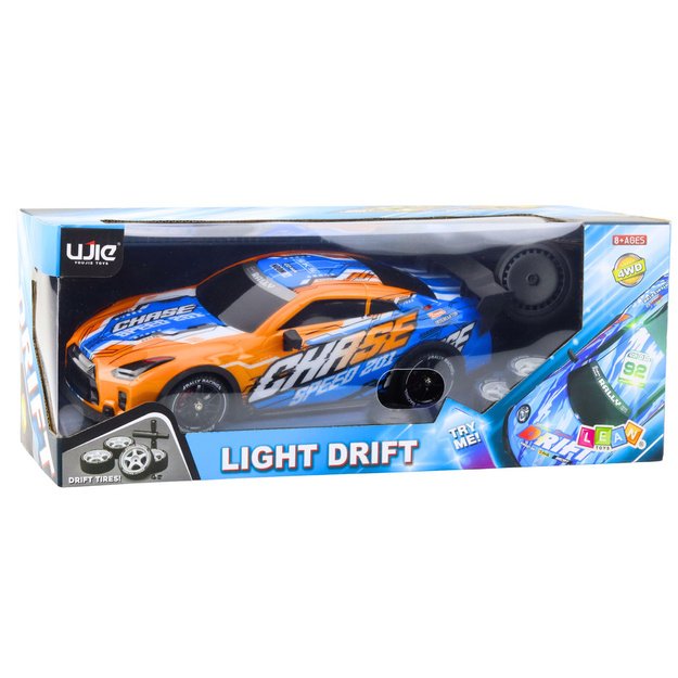 Nuotoliniu būdu valdomas sportinis automobilis su apšvietimu ir drift ratais, oranžinis 3