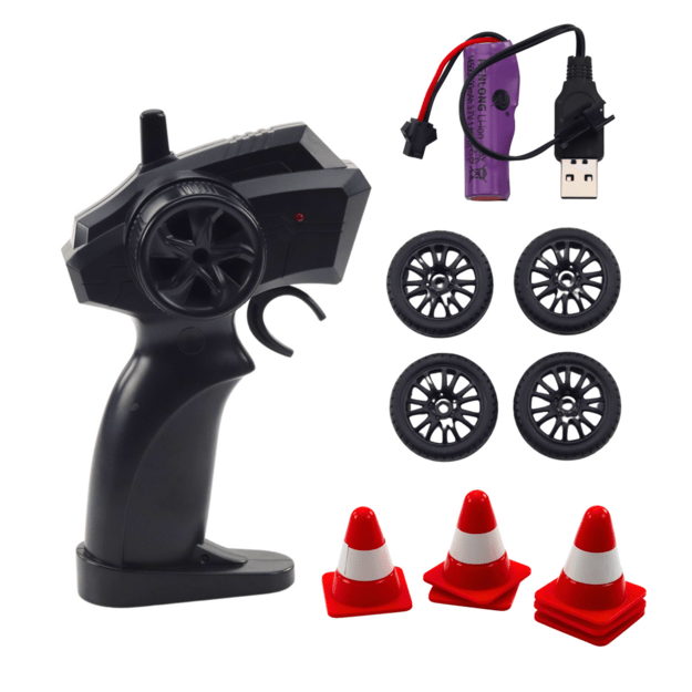 Nuotoliniu būdu valdomas policijos Drift sportinis automobilis su keičiamais ratais 3