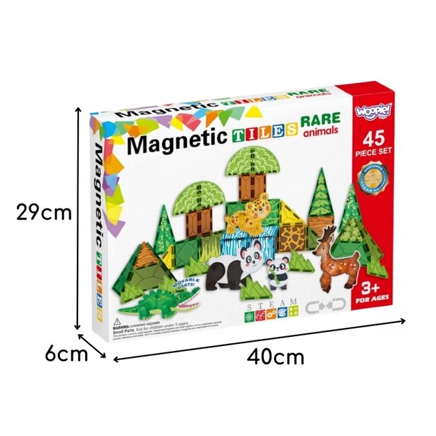 Magnetiniai 3D statybiniai blokai „Retieji gyvūnai“, 45 vnt., WOOPIE 5