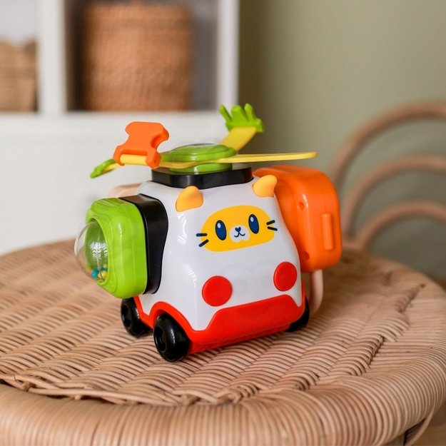 Montessori manipuliacinis automobilis katinas, oranžinis, Woopie Baby