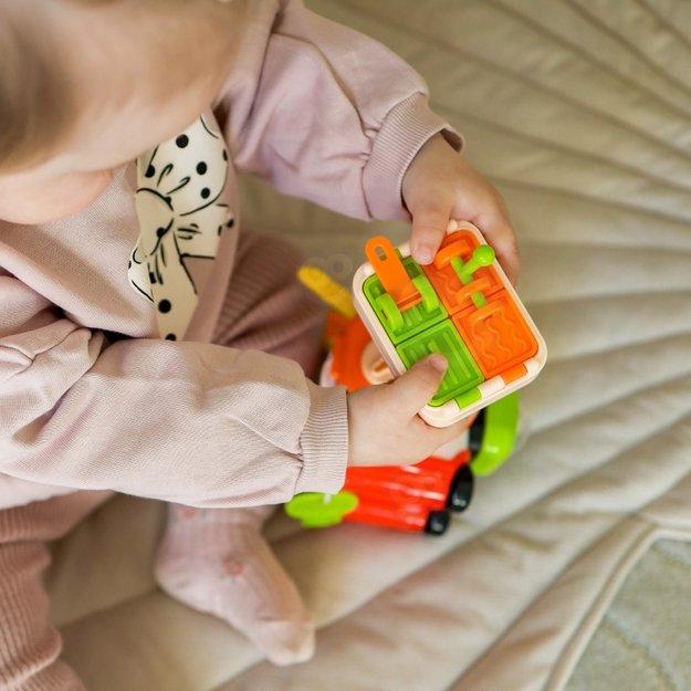 Montessori manipuliacinis automobilis katinas, oranžinis, Woopie Baby