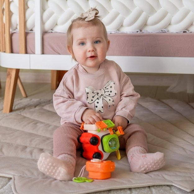 Montessori manipuliacinis automobilis katinas, oranžinis, Woopie Baby