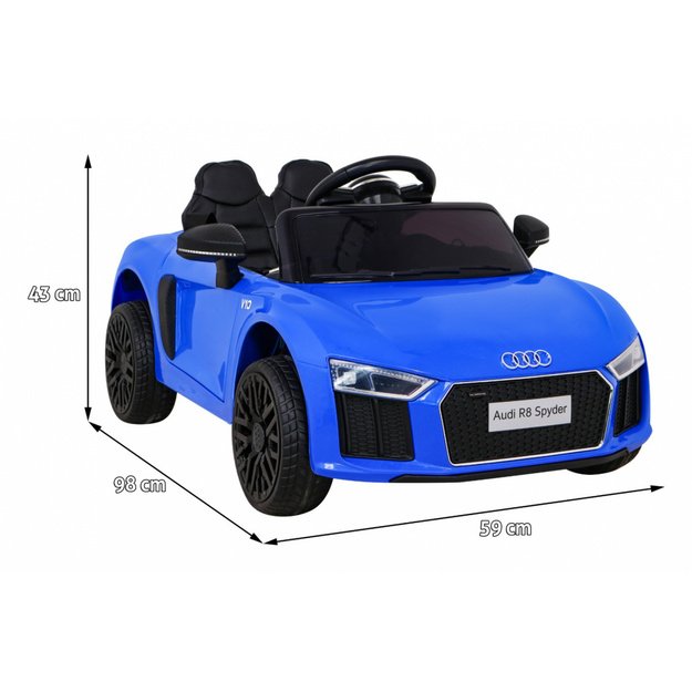 Vienvietis elektromobilis vaikams Audi R8, mėlynas