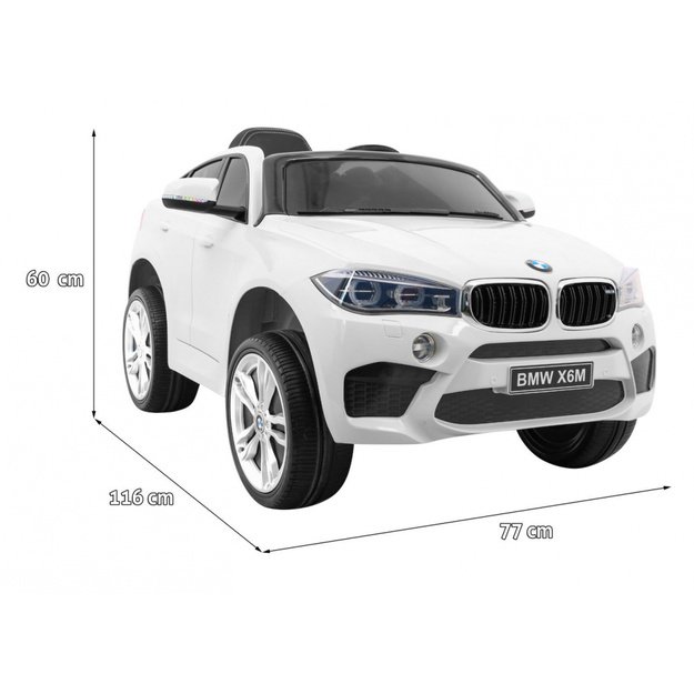 Vienvietis elektrinis džipas vaikams BMW X6M, baltas