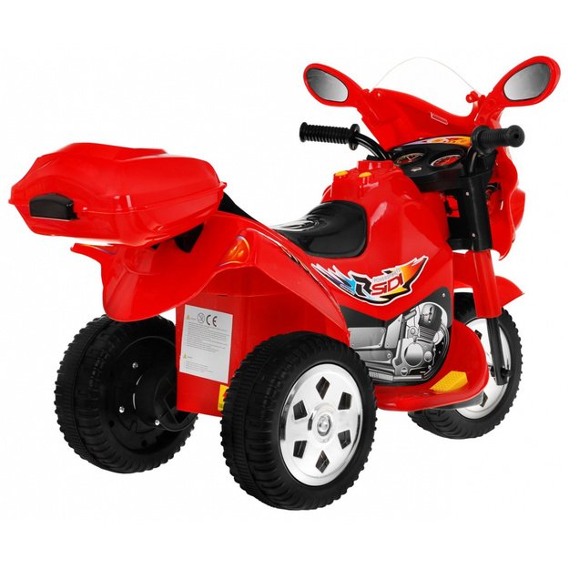 Vaikiškas elektrinis motociklas BJX-088 su trimis ratais, raudonas