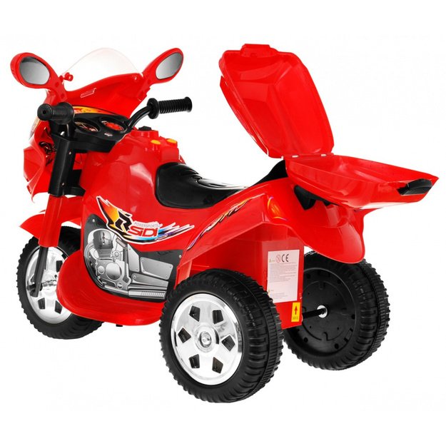 Vaikiškas elektrinis motociklas BJX-088 su trimis ratais, raudonas
