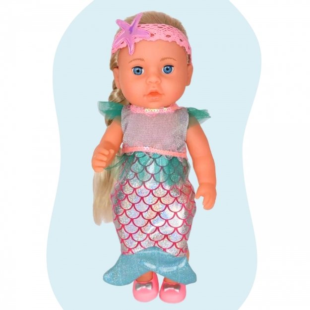 Lėlė kūdikis undinėlė su vežimėliu ir kitais priedais 36 cm 18in1, WOOPIE ROYAL 9