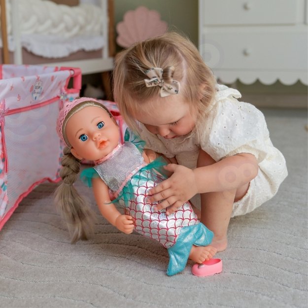 Lėlė kūdikis undinėlė su vežimėliu ir kitais priedais 36 cm 18in1, WOOPIE ROYAL 1