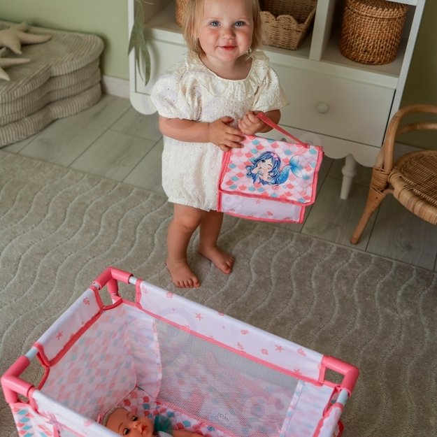 Lėlė kūdikis undinėlė su vežimėliu ir kitais priedais 36 cm 18in1, WOOPIE ROYAL 8