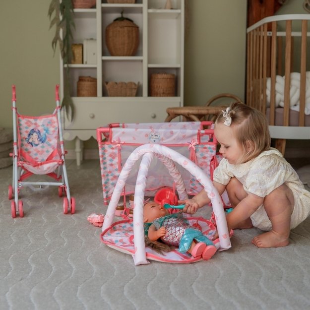Lėlė kūdikis undinėlė su vežimėliu ir kitais priedais 36 cm 18in1, WOOPIE ROYAL 3