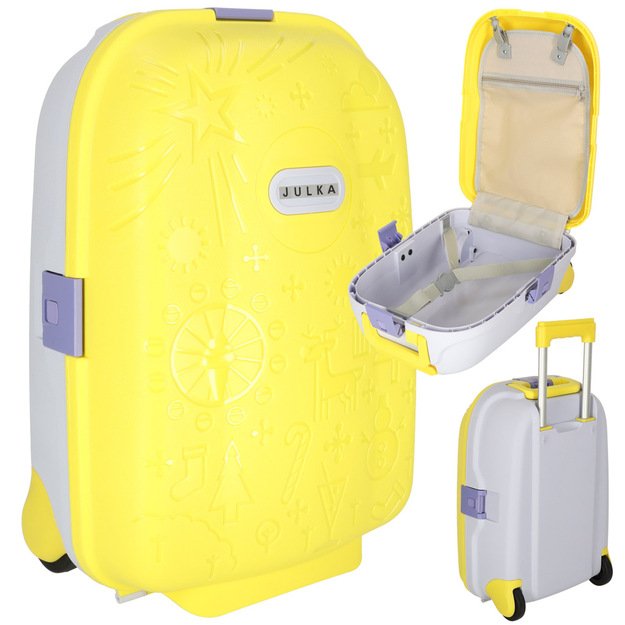 Vaikiškas kelioninis lagaminas ant ratukų, geltonas