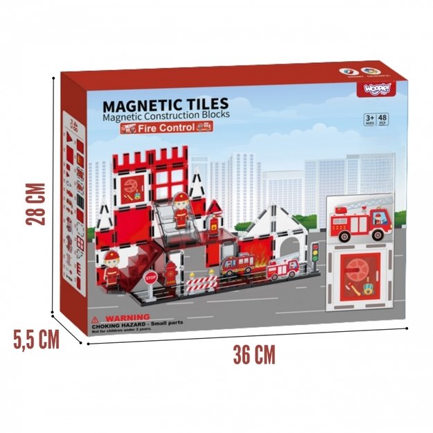 Magnetiniai 3D statybiniai blokai „Gaisrinė“,48 vnt., WOOPIE 4