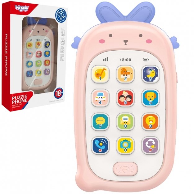 Interaktyvus mobilusis telefonas su garsais, rožinis, WOOPIE BABY