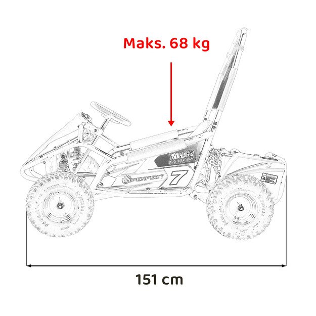 Vienvietis elektrinis bagis vaikams MUD MONSTER, raudonas