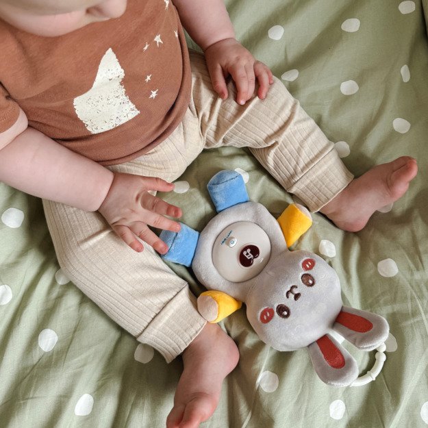 Interaktyvus zuikis su garso ir šviesos efektais, mėlynas, WOOPIE BABY