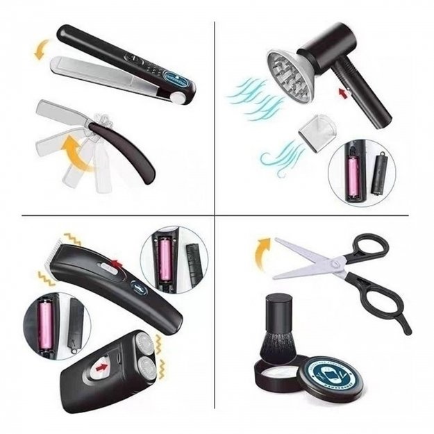 Žaislinis Barber kirpyklos rinkinys su vaikams su priedais, 24 vnt., WOOPIE 3