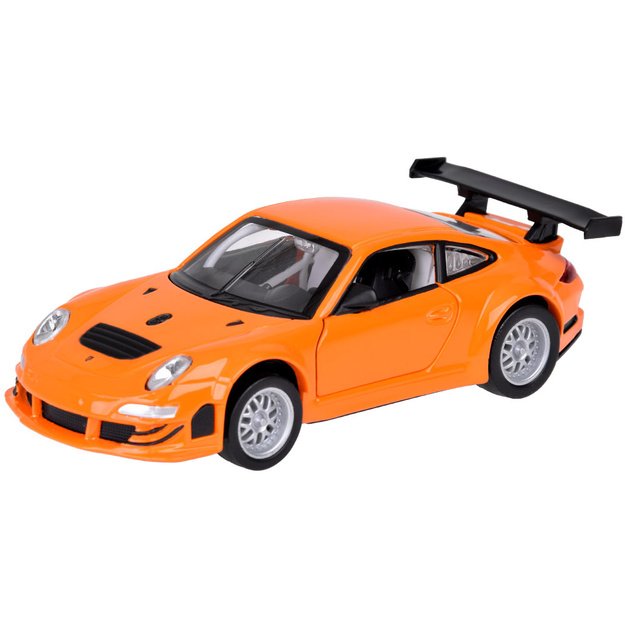Metalinis modelis automobilis Porshe 911 GT3 RSR su šviesos ir garso efektais, oranžinis