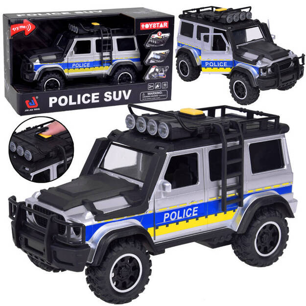 Žaislinis policijos visureigis su šviesomis ir garsais