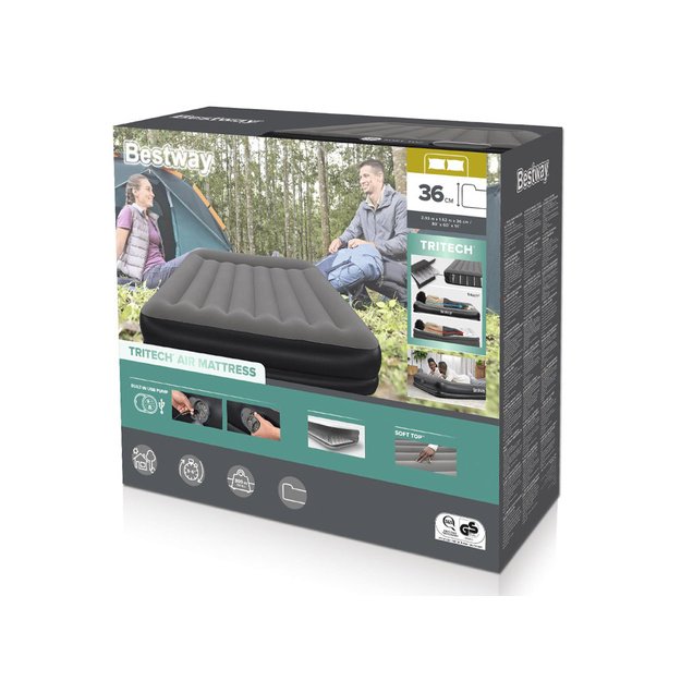 Pripučiamas dvivietis čiužinys su įmontuotu USB siurbliu 152x203cm, Bestway 671B