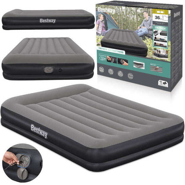 Pripučiamas dvivietis čiužinys su įmontuotu USB siurbliu 152x203cm, Bestway 671B
