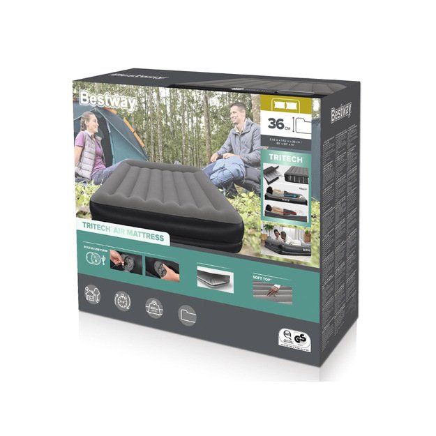 Pripučiamas dvivietis čiužinys su įmontuotu USB siurbliu 152x203cm, Bestway 671B