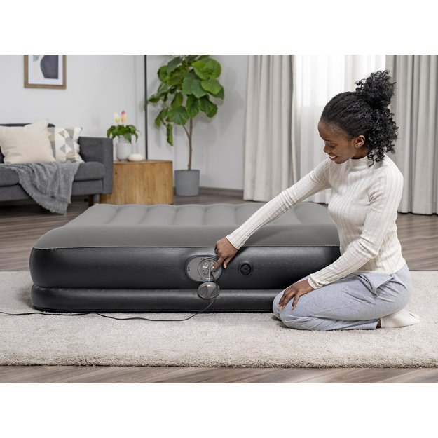 Pripučiamas dvivietis čiužinys su įmontuotu USB siurbliu 152x203cm, Bestway 671B