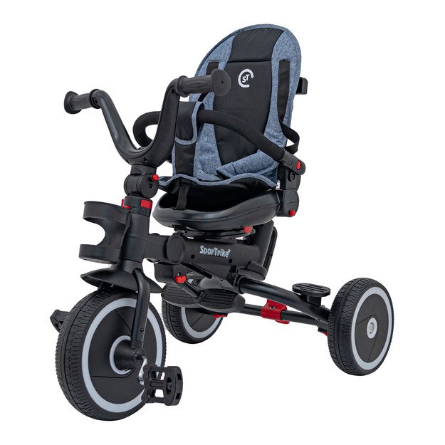 Triratukas RIDER – su stogeliu ir pasukamu sėdynės mechanizmu, mėlynas