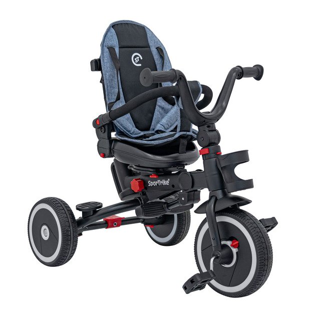 Triratukas RIDER – su stogeliu ir pasukamu sėdynės mechanizmu, mėlynas