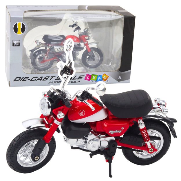 Metalinis Retro motociklas su žibintais 1:12, raudonas