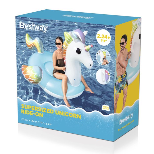 Pripučiamas plaukimo čiužinys vienaragis 224x164cm, Bestway 41113