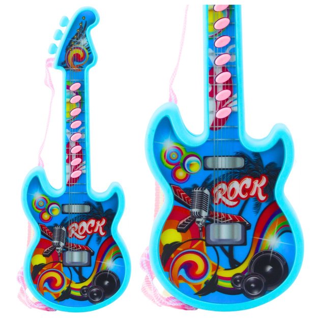 Vaikiška elektrinė gitara su melodijomis 29cm, mėlyna 