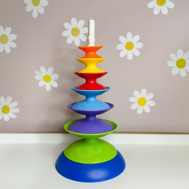Spalvota bokšto formos mokomoji piramidė-dėlionė, WOOPIE BABY 4