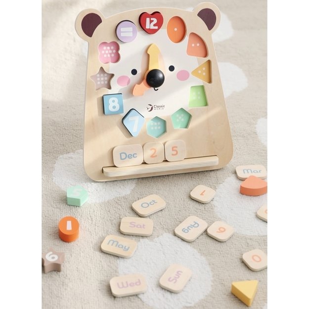Montessori edukacinis meškiuko laikrodis 3in1 CLASSIC WORLD 4