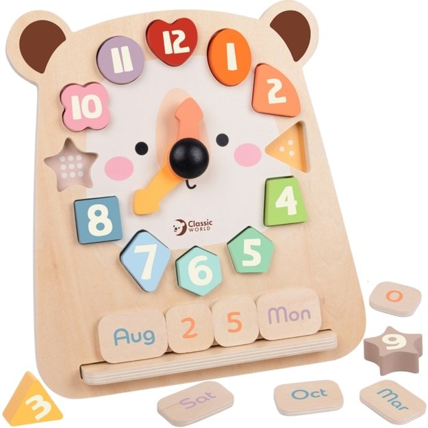Montessori edukacinis meškiuko laikrodis 3in1 CLASSIC WORLD