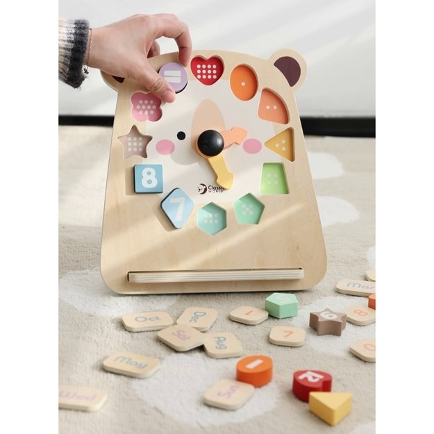 Montessori edukacinis meškiuko laikrodis 3in1 CLASSIC WORLD 2