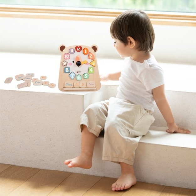 Montessori edukacinis meškiuko laikrodis 3in1 CLASSIC WORLD 1