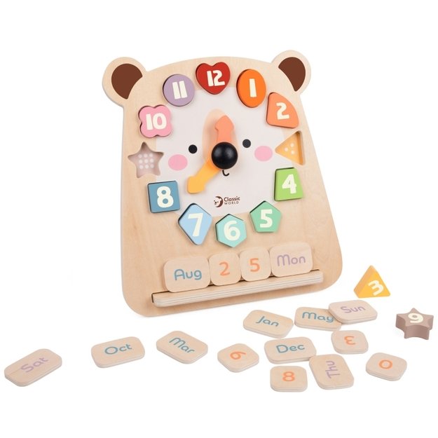 Montessori edukacinis meškiuko laikrodis 3in1 CLASSIC WORLD 5